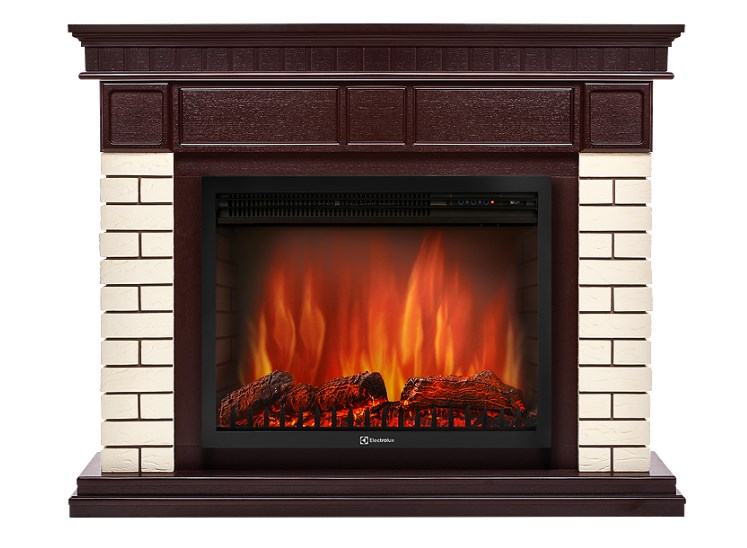 Портал Firelight Bricks 25 камень бежевый, шпон темный дуб